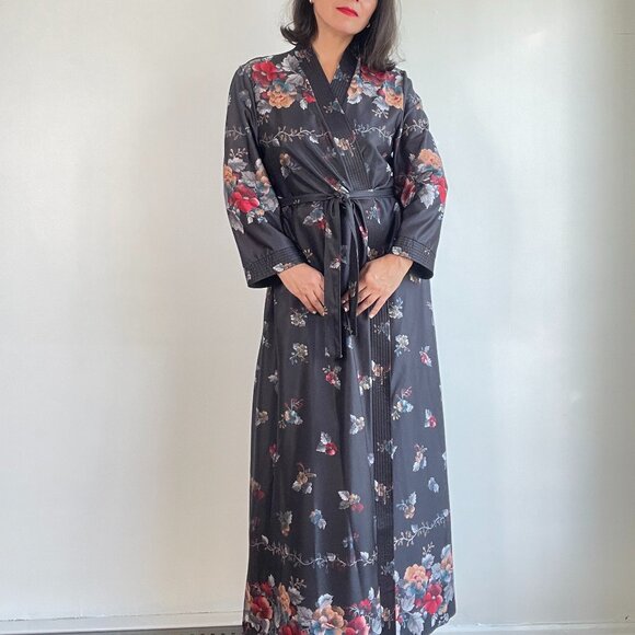 Vintage JUDY GAIL Montréal 70's Floral Robe - Size M/L - Picture 1 of 14